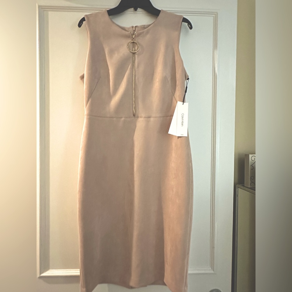 Calvin Klein blush faux suede dress